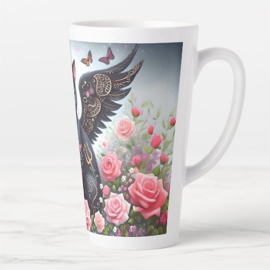 Grappige zwarte demon en engel kat latte mok (Rechts)