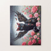 Grappige Zwarte Duivel en Engel Kat Legpuzzel (Verticaal)