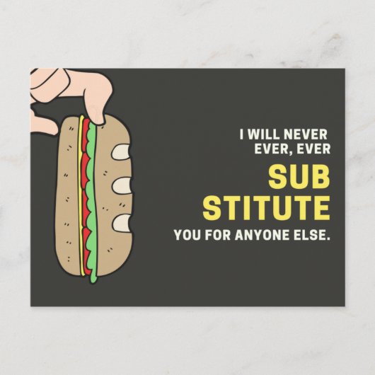 Grappige zwarte en gele sandwich briefkaart (Voorkant)