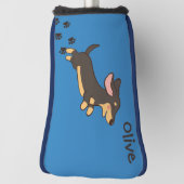 Grappige zwarte en lichtbruine dachshond golfheadcover (Draai 90)