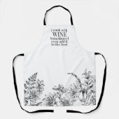 Grappige zwarte en witte bloemenwijn schort (Voorkant)