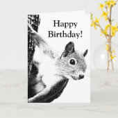 Grappige zwarte en witte eekhoorn bewerkbaar  kaart (Gele Bloem)
