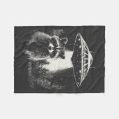 Grappige zwarte en witte ruimte wasbeer UFO Fleece Deken (Voorkant (Horizontaal))