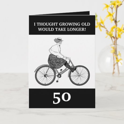 Grappige  zwarte en witte zus 50ste verjaardag kaart (Gele Bloem)