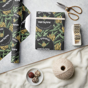 Grappige Zwarte Ga Bananen Verjaardag Cadeaupapier