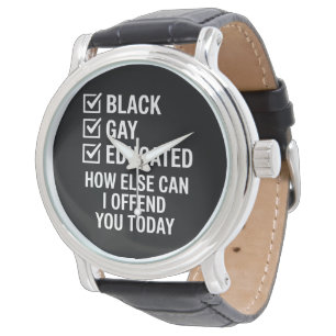 Grappige Zwarte Homo Pride Steun LGBTQ Rechten Horloge