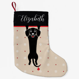 Grappige Zwarte Hond Persoonlijke Naam Kerstmis Kleine Kerstsok