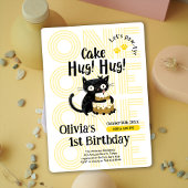 Grappige zwarte kat 1e verjaardag kaart