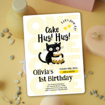 Grappige zwarte kat 1e verjaardag