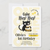 Grappige zwarte kat 1e verjaardag kaart (Voorkant)