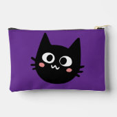 Grappige Zwarte Kat Aangepaste Paarse Etui (Achterkant)