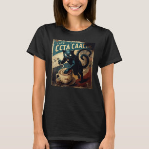 Grappige Zwarte Kat Aangrijpende Koffie T-shirt