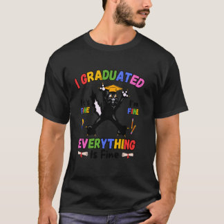 Grappige Zwarte Kat Afgestudeerd Afstudeerdag Laat T-shirt