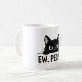 Grappige Zwarte Kat "Bah, MENSEN." Koffiemok | Sch (Voorkant links)