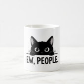 Grappige Zwarte Kat "Bah, MENSEN." Koffiemok | Sch (Center)
