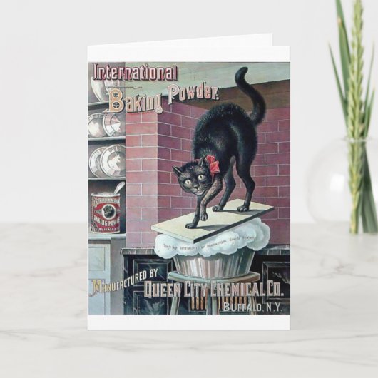 Grappige zwarte kat bakpoeder poster advertentie kaart (Voorkant)