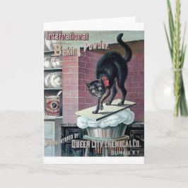 Grappige zwarte kat  bakpoeder poster advertentie kaart
