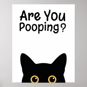 Grappige Zwarte Kat Bord - Poep je? Poster