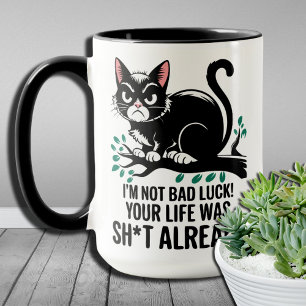 Grappige Zwarte Kat Brengt Geen Pech In Je Leven Mok