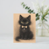 Grappige zwarte kat. Briefkaart (Staand voorkant)