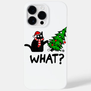Grappige Zwarte Kat Cadeau duwt Kerstboom Om C Case-Mate iPhone 14 Pro Max Hoesje