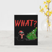 Grappige Zwarte Kat Cadeau duwt Kerstboom Om C Kaart (Gele Bloem)