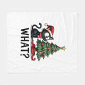 Grappige Zwarte Kat Cadeau Kerstboom Omduwen C Fleece Deken (Voorkant (Horizontaal))