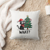 Grappige Zwarte Kat Cadeau Kerstboom Omduwen C Kussen (Deken)