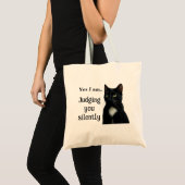 Grappige zwarte kat Canvas tas (Voorkant (product))