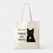 Grappige zwarte kat Canvas tas (Achterkant)