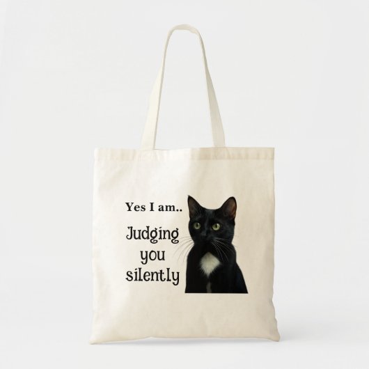 Grappige zwarte kat Canvas tas (Voorkant)