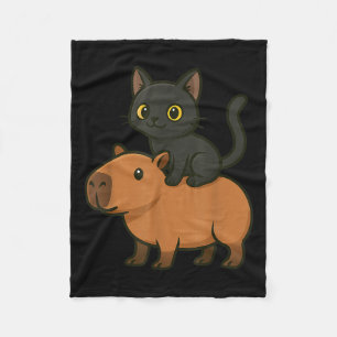 Grappige zwarte kat Capybara Dierenvriend mama pap Fleece Deken