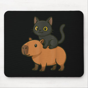 Grappige zwarte kat Capybara Dierenvriend mama pap Muismat