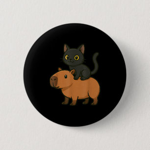 Grappige zwarte kat Capybara Dierenvriend mama pap Ronde Button 5,7 Cm