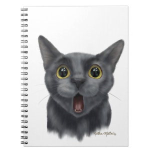 Grappige zwarte kat Cartoon Notitieboek