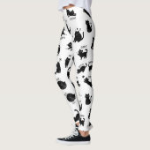 Grappige Zwarte Kat Cartoon Patroon Leggings (Links)