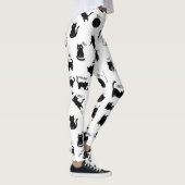Grappige Zwarte Kat Cartoon Patroon Leggings (Rechts)