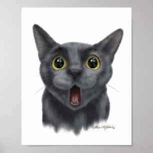 Grappige zwarte kat Cartoon Poster