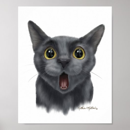 Grappige zwarte kat Cartoon Poster (Voorkant)