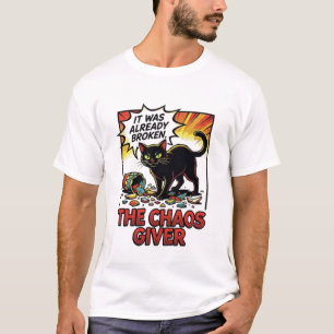 Grappige Zwarte Kat Chaosbrenger - Pop Art Strips T-shirt