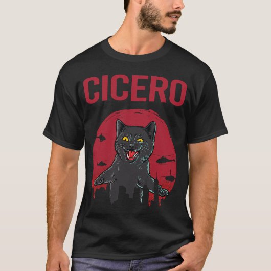 Grappige zwarte kat Cicero T-shirt (Voorkant)