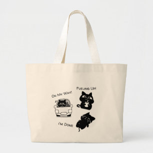 Grappige Zwarte Kat Dagelijkse Stemming Meme Aange Grote Tote Bag