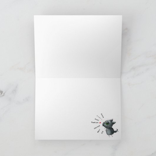 Grappige zwarte kat Dank je wel kaart (Binnen)