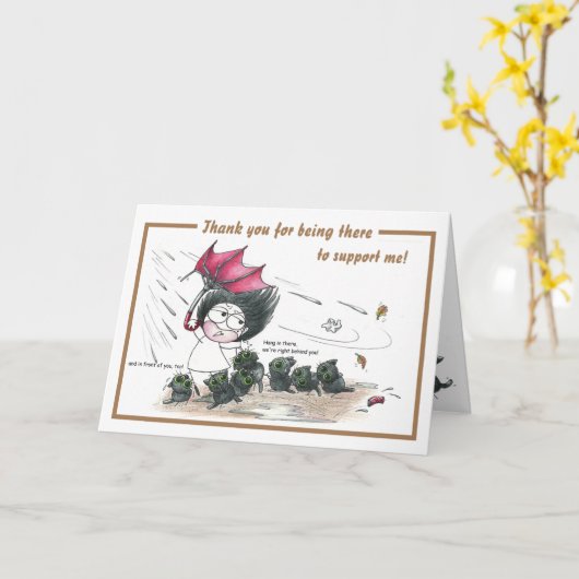 Grappige zwarte kat Dank je wel kaart (Gele Bloem)