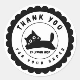 Grappige zwarte kat dank u cirkel aanpassen ronde sticker