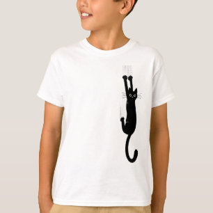 Grappige Zwarte Kat Die Hangt Humoristische Kitt T-shirt