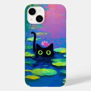 Grappige zwarte kat die in vijver zwemt   Excentri Case-Mate iPhone 14 Hoesje