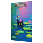 Grappige zwarte kat die in vijver zwemt | Excentri Klembord (Links)