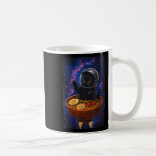 Grappige zwarte kat die met een Ramen Bowl Space A Koffiemok