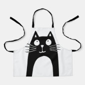 Grappige zwarte kat die omhoog kijkt schort (Voorkant)